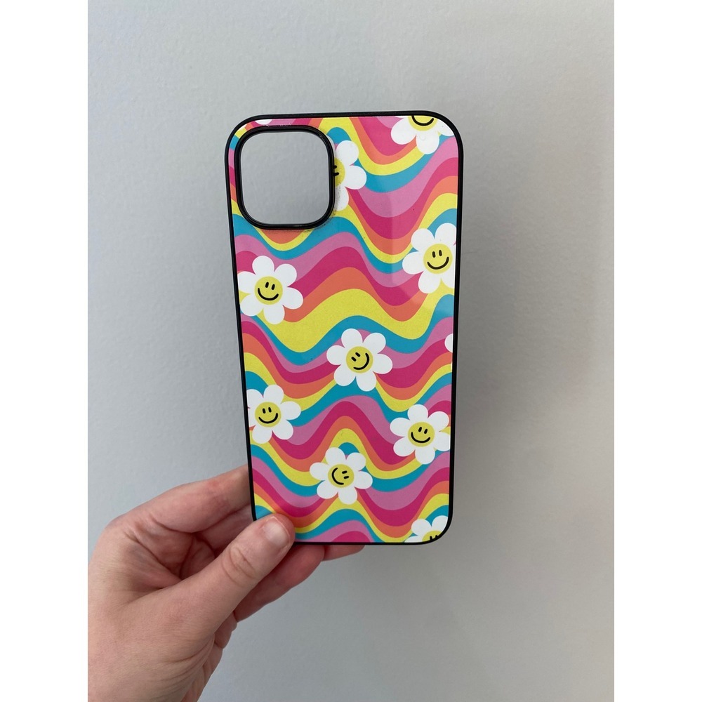 Unbranded Phone Case iPhone 15 Plus Multicolor Retro‎ Wavy Smiley Daisy